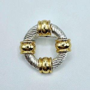 Anne Klein Brooch Multi Metal Twisted Silvertone Vintage Circle Pin